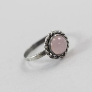 Kwarc różowy i srebro - pierścionek - ChileArt